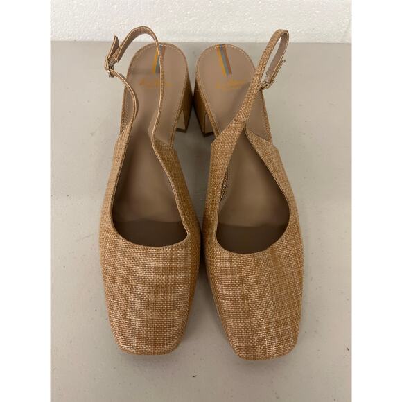 Sam Edelman sz10 brown tan Terra Slingback Pumps Buff Tan textured square toe - Picture 2 of 4